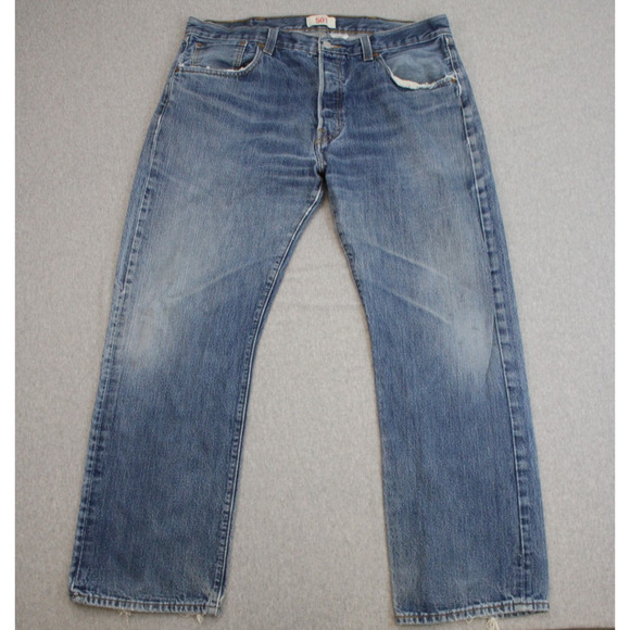Levi's 501 Jeans Mens 38 X 30 Blue Denim Cotton Mid-Rise Straight Leg Button Fly
